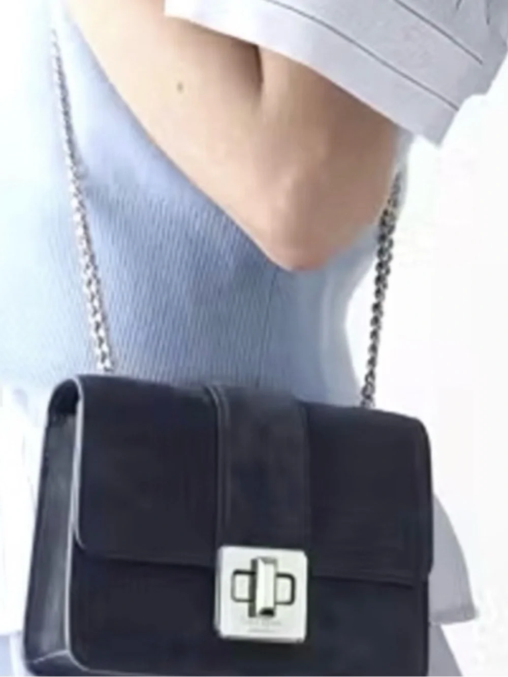 NWT Kate Spade Suede with silver Chain crossbody Bag